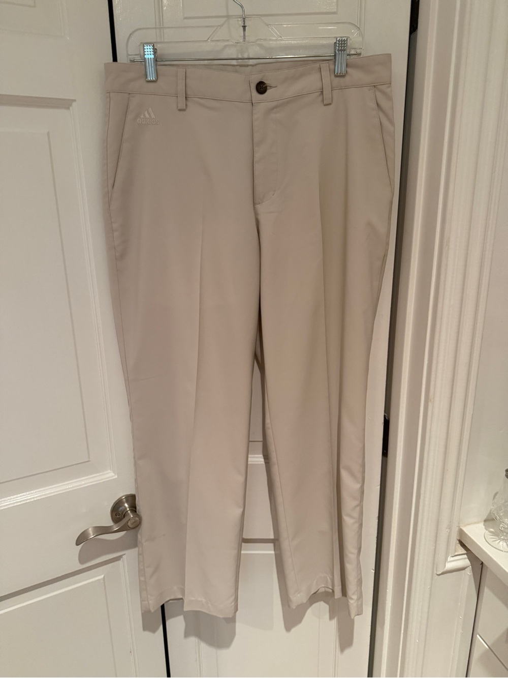Addidas Golf Pants Beige Straight Leg Flat Front Casual